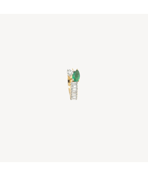 Pear Emerald and Baguette White Diamond Hoop JUSQU'A -70%! 