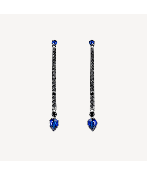 Boucles d'oreilles En Pointe Saphirs Bleus Paris Déstockage Promo