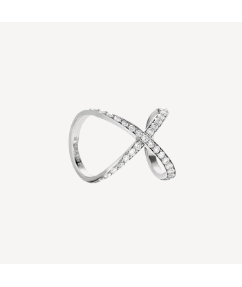 Bague Cross Kiss Or Blanc brillant des détails fins