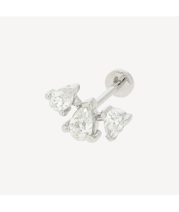 Piercing Puce Trois Poires Espacées Diamants Or Blanc sur le site 