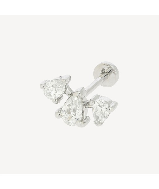 Piercing Puce Trois Poires Espacées Diamants Or Blanc sur le site 