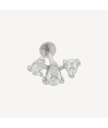 Piercing Puce Trois Poires Espacées Diamants Or Blanc sur le site 